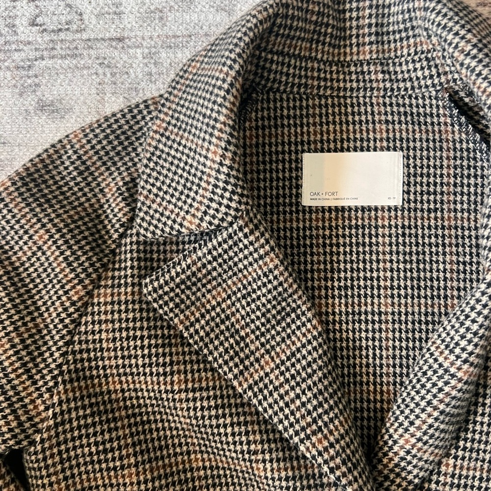 OAK + FORT Black and Brown Houndstooth Coat - Xsmall